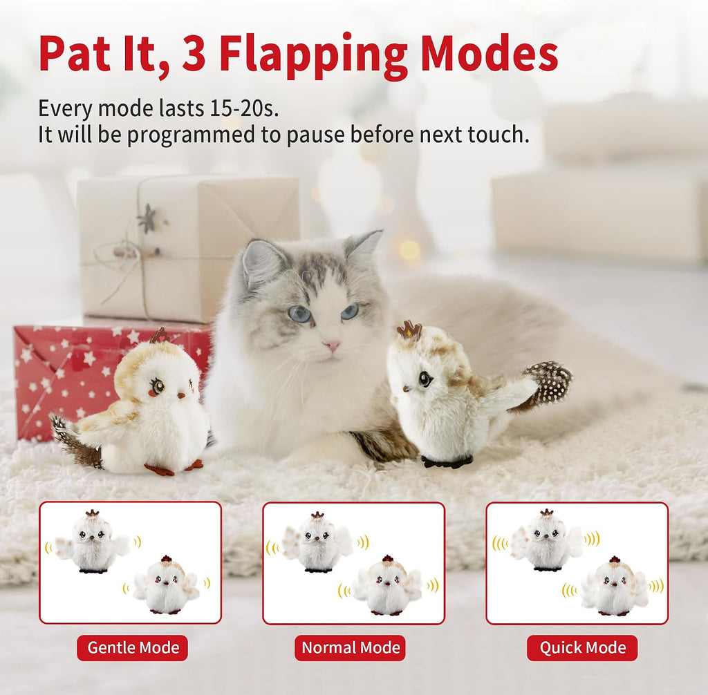 Interactive Flapping Cat Toys Catnip, Electronic Flappy Toys Motion Activated, Automatic Cat Toys for Indoor Cats, USB Rechargeable Cat Enrichment Toy for Hunting and Kicker, Birds Couple