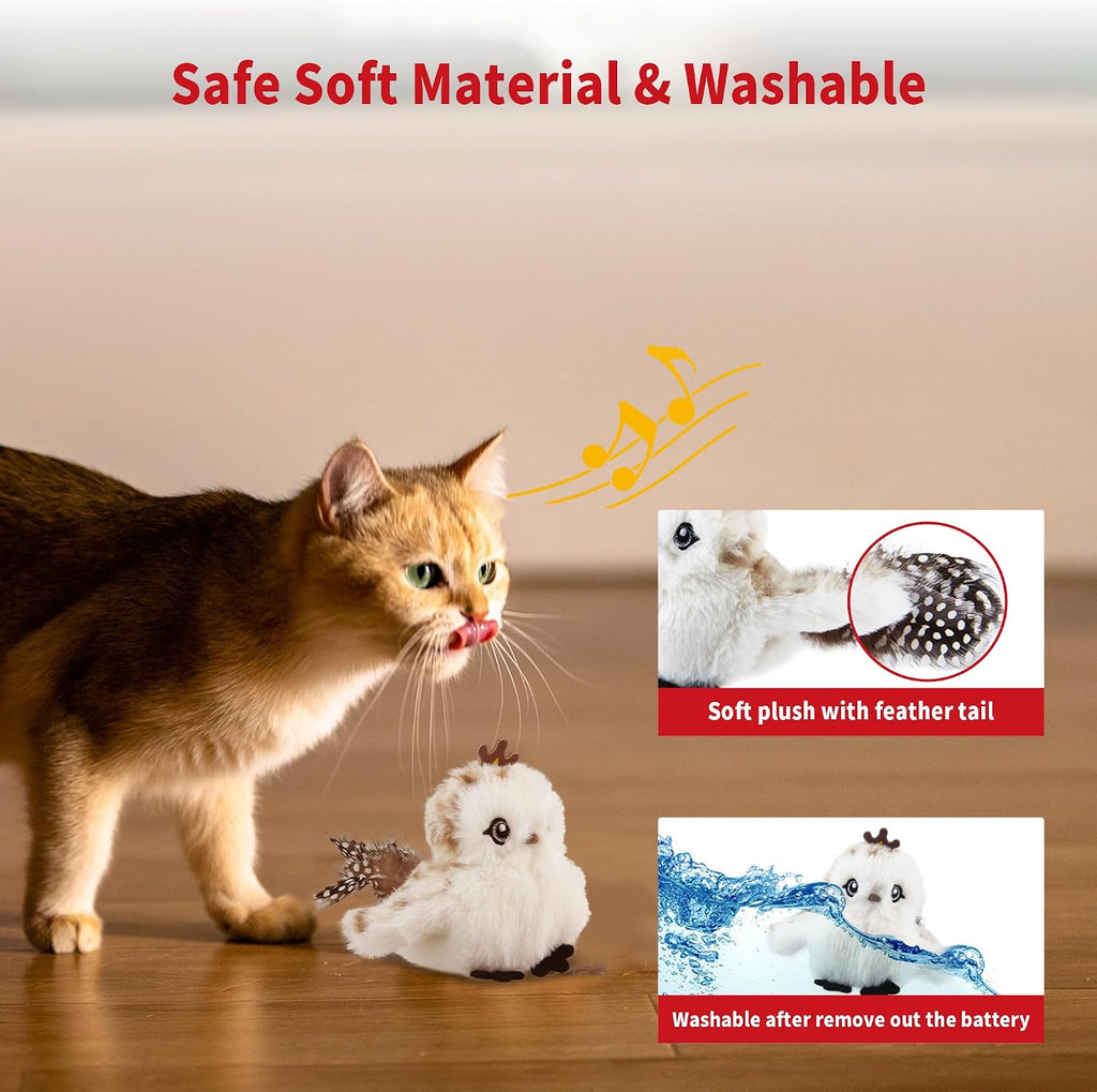 Interactive Flapping Cat Toys Catnip, Electronic Flappy Toys Motion Activated, Automatic Cat Toys for Indoor Cats, USB Rechargeable Cat Enrichment Toy for Hunting and Kicker, Birds Couple